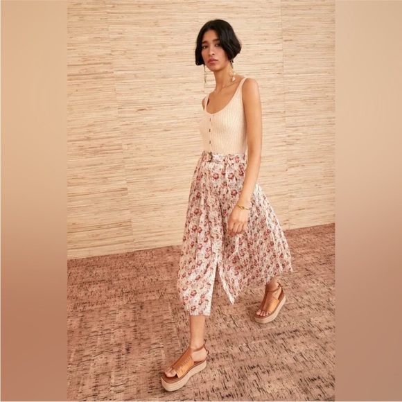Ulla Johnson Dresses & Skirts - NEW ULLA JOHNSON‎ Charline Floral Pleated Midi Skirt Belted NWT Size 2 100% Silk